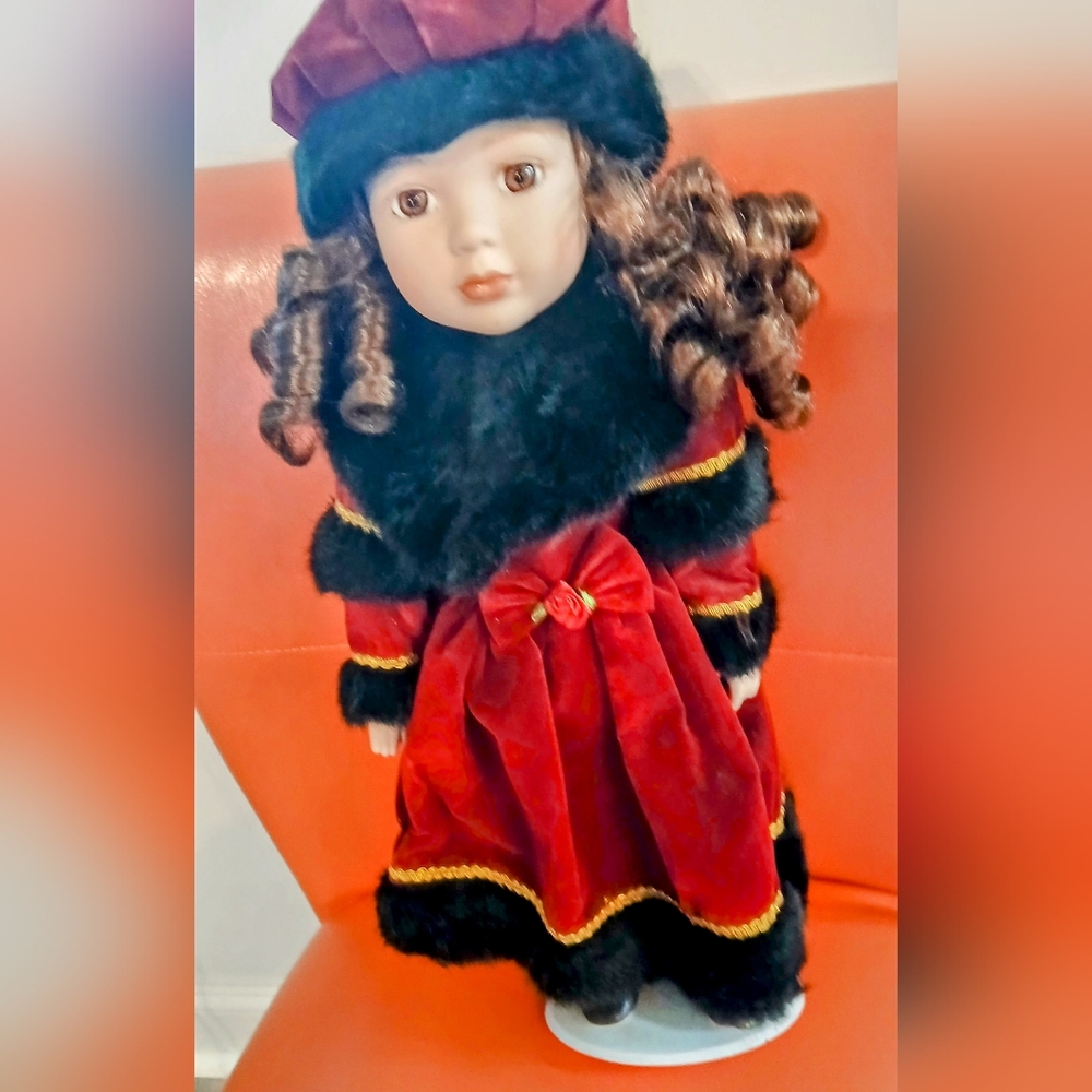 Vintaged ALEXANDRA 2000 SERIES Porcelain Doll with Curly Hair